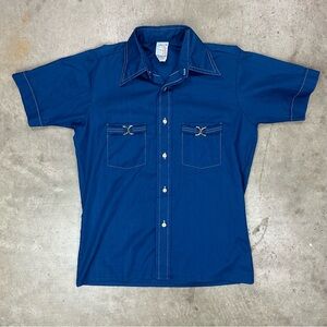 Vintage 70’s Rainbow Road Button Down Short Sleeve Shirt